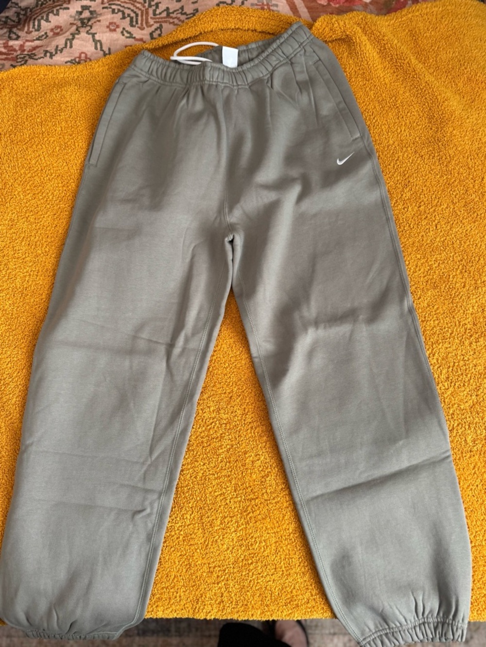 Nike Olive/Tan Drawstring Sweatpants with White Swoosh Tag